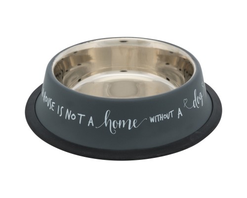 Посуд для собак Trixie Миска металева на гумовій основі 750 мл/21 см (сіра) (4047974251430)