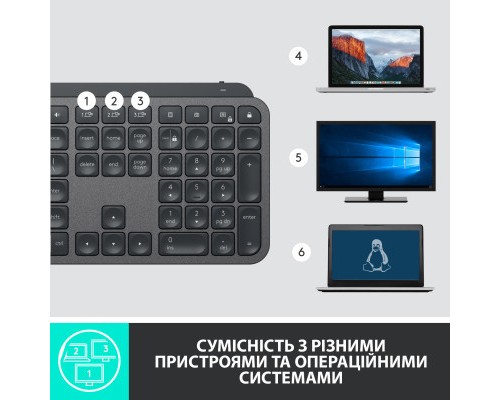 Клавіатура Logitech MX Keys Advanced for Business Wireless Illuminated UA Graphite (920-010251)
