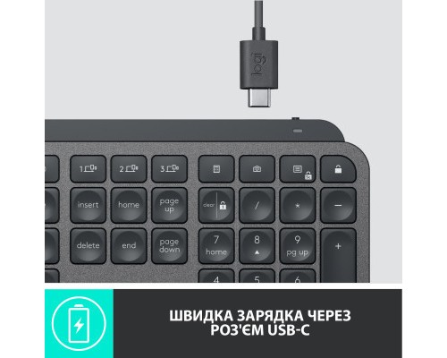 Клавіатура Logitech MX Keys Advanced for Business Wireless Illuminated UA Graphite (920-010251)