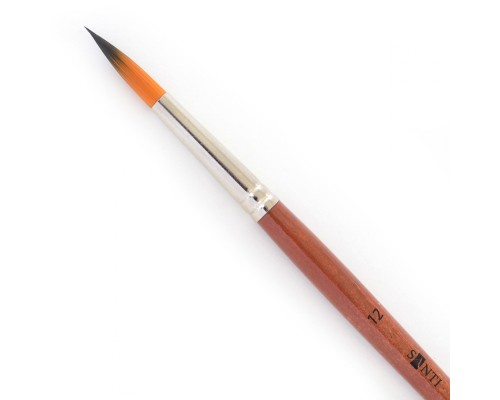 Пензлик для малювання Santi синтетика Studio, коротка ручка, кругла, №12 (310557)