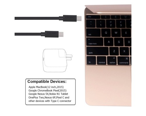Дата кабель USB-C to USB-C 1.0m Choetech (CC0002)