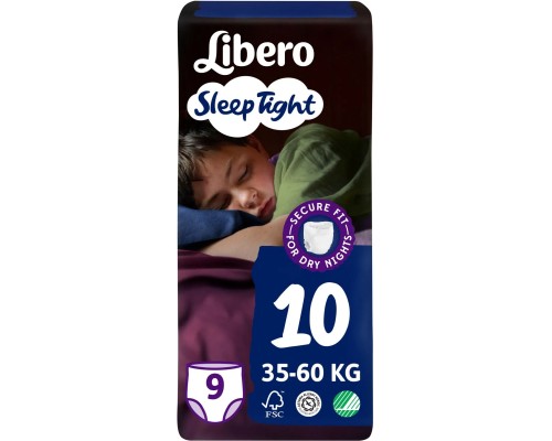 Підгузки Libero Sleep Tight Розмір 10 (35-60 кг) 9 шт (7322541180816)