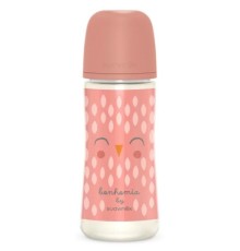 Пляшечка для годування Suavinex Bonhomia, повільний потік, 360 мл, рожева (307837)