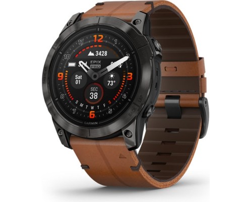 Смарт-годинник Garmin EPIX PRO (g2), 51, Saph, CrbnGryDLC Ti, Chsnt Lthr, GPS (010-02804-30)