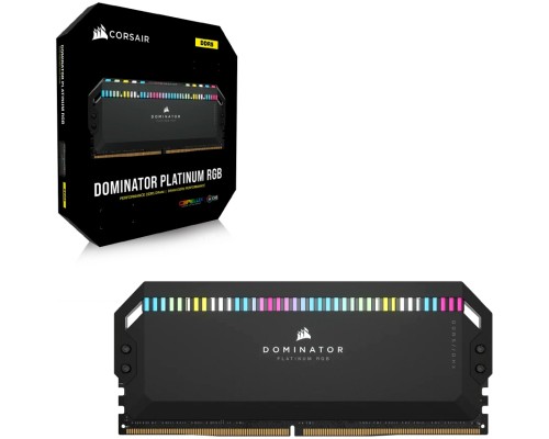 Модуль пам'яті для комп'ютера DDR5 32GB (2x16GB) 6400 MHz Dominator Platinum RGB Black Corsair (CMT32GX5M2B6400C32)