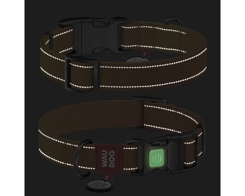 Нашийник для тварин WAUDOG Nylon Mono з QR паспортом, пластиковий фастекс XL помаранчевий (52164)