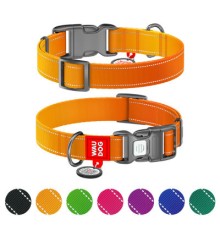Нашийник для тварин WAUDOG Nylon Mono з QR паспортом, пластиковий фастекс XL помаранчевий (52164)