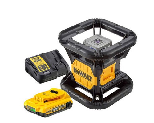 Лазерний нівелір DeWALT ротаційний, 18В XR Li-Ion, червоний промінь, 4.5 кг, 2Ah, ЗУ, кейс (DCE074D1R)