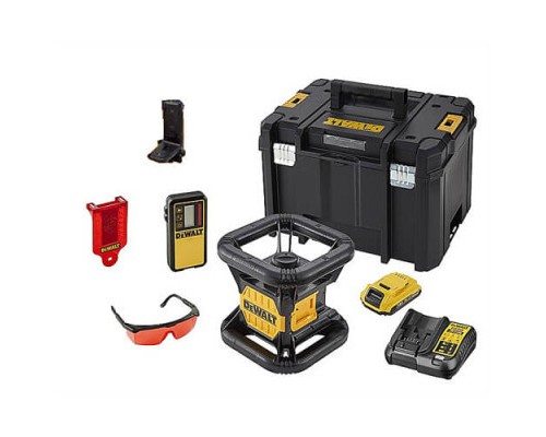 Лазерний нівелір DeWALT ротаційний, 18В XR Li-Ion, червоний промінь, 4.5 кг, 2Ah, ЗУ, кейс (DCE074D1R)