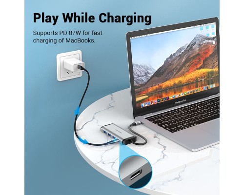 Концентратор Vention USB 3.1 Type-C to 3хUSB 3.0/TF/SD/PD 87W 6-in-1 (TGRHB)