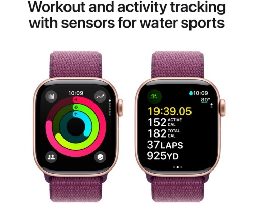 Смарт-годинник Apple Watch Series 10 GPS 42mm Rose Gold Aluminium Case with Plum Sport Loop (MWWK3QH/A)