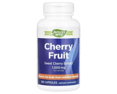 Вітамін Natural Factors Вишня, 1000 мг, Cherry Fruit, Sweet Cherry Extract, Nature's Way, 180 капсул (EMT-08540) Вітамін Natural Factors Вишня, 1000 мг, Cherry Fruit, Sweet Cherry Extract, Nature's Way, 180 капсул (EMT-08540)