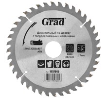 Диск пильний Grad по дереву з твердосплавними напайками Ø180×32(30)×40Т, 8000об/хв GRAD (1957645) (1957645)