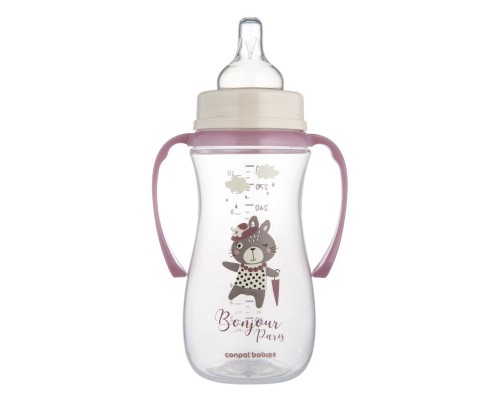 Пляшечка для годування Canpol babies PP Easystart Bonjour Paris антиколікова з широким отвором та ручками 300 м рожева (35/241_pin)
