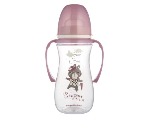 Пляшечка для годування Canpol babies PP Easystart Bonjour Paris антиколікова з широким отвором та ручками 300 м рожева (35/241_pin)