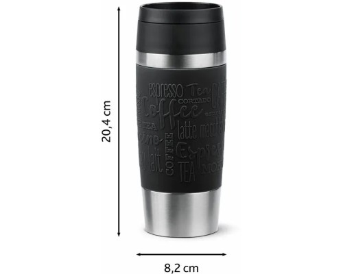Термокружка Tefal Travel Mug Classic, 360мл, нержавіюча сталь, чорний (N2020210)