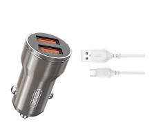 Зарядний пристрій XO CC48 2.4A/2 USB + microUSB Grey (XO-CC48m-GR)