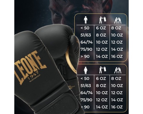 Боксерські рукавички Leone GN059D Black/Gold 10 унцій (GN059D_Bl/Gold_10oz)