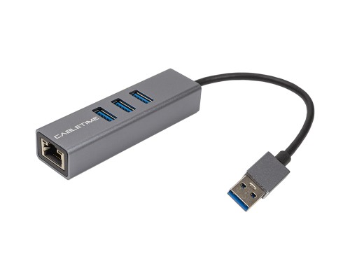 Концентратор Cabletime USB 3.0 to 3xUSB 3.0 + RJ45 0.15m (CA913374)