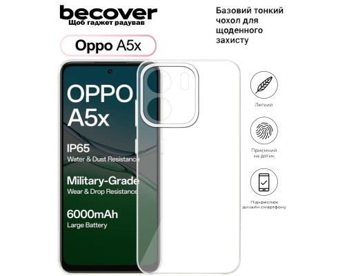 Чохол до мобільного телефона BeCover Silicone Oppo A5x 4G/5G Transparent (713789)