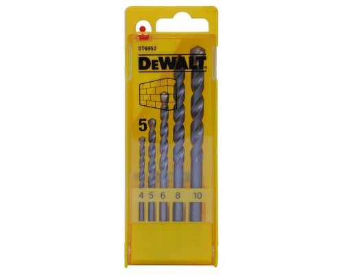 Набір свердл DeWALT по кирпичу, 5шт, d=4,5,6,8,10мм. (DT6952)