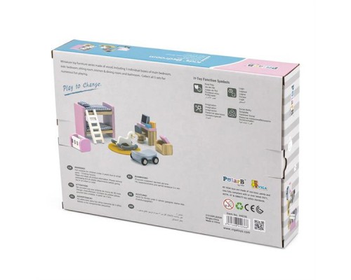 Ігровий набір Viga Toys Дерев'яні меблі для ляльок PolarB Дитяча кімната (44036)
