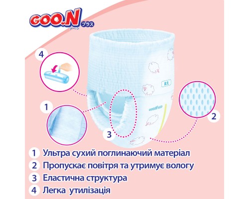 Підгузки GOO.N Plus Трусики для дітей 6-12 кг розмір M Унісекс 58 шт (843339)