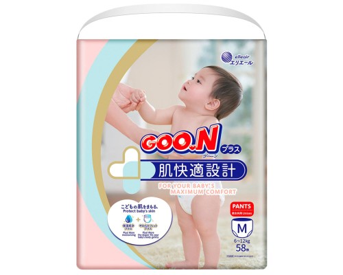 Підгузки GOO.N Plus Трусики для дітей 6-12 кг розмір M Унісекс 58 шт (843339)