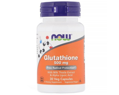 Трави Now Foods Глутатіон, 500 мг, Glutathione, 30 вегетаріанських капсул (NOW-00175)