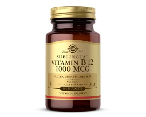 Вітамін Solgar Вітамін В12, сублінгвально, Vitamin B12 1000 мкг, 100 наггет (SOL03229)