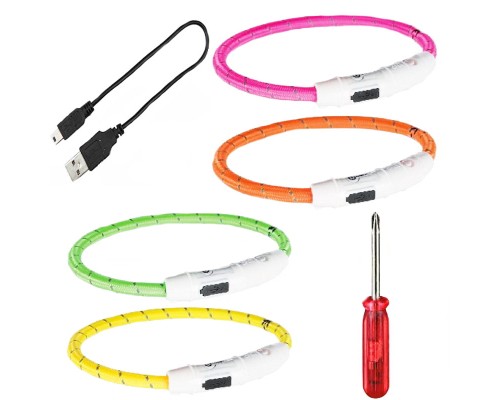 Нашийник для тварин Trixie світиться з USB M-L 45 см/7 мм рожевий (4053032127074)