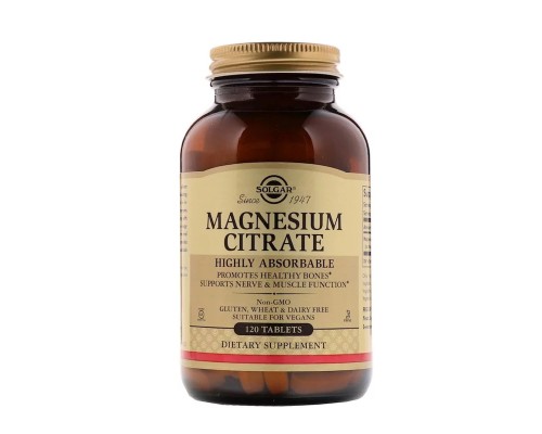 Мінерали Solgar Цитрат Магнію, Magnesium Citrate, Solgar 120 таблеток (SOL-59205)