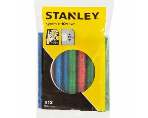 Клейові стержні Stanley d=11,3 мм, L= 100 мм, низкотемпературный, три цвета, 12 шт (STHT1-70436)