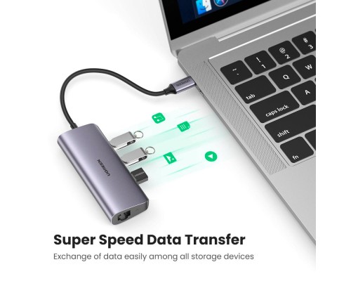 Концентратор Ugreen USB3.0 Type-C to USB 3.0x3/RJ45/ CM236 (60718)