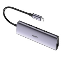 Концентратор Ugreen USB3.0 Type-C to USB 3.0x3/RJ45/ CM236 (60718)