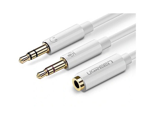 Кабель мультимедійний AUX 3.5mm TRRS to TRSx2 M/M 0.2m ABS Case AV140 White Ugreen (20897)