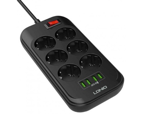 Мережевий фільтр живлення LDNIO SE6403, 6 роз+4USB (SE6403)
