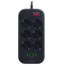 Мережевий фільтр живлення LDNIO SE6403, 6 роз+4USB (SE6403)