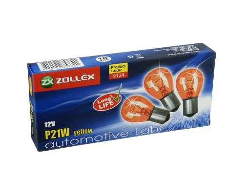 Автолампа Zollex P21W 12V жовта