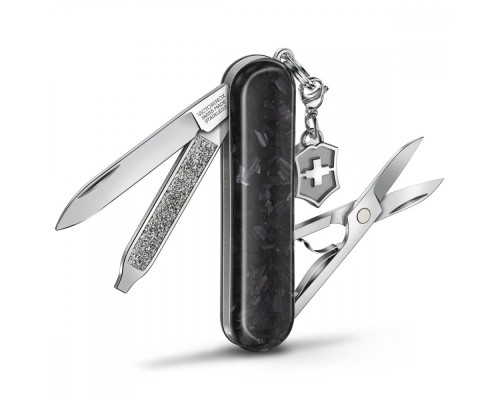Ніж Victorinox Classic SD Brilliant Carbon + брелок-лого (0.6221.90)