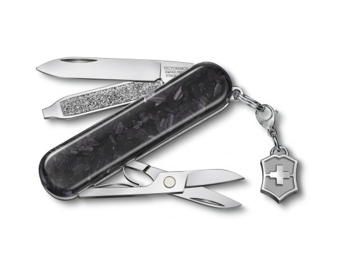 Ніж Victorinox Classic SD Brilliant Carbon + брелок-лого (0.6221.90)