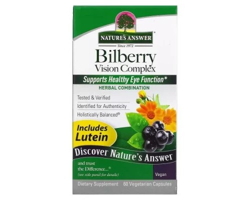 Трави Nature's Answer Комплекс для зору з чорницею, Bilberry Vision Complex, 60 вегета (NTA-16011)