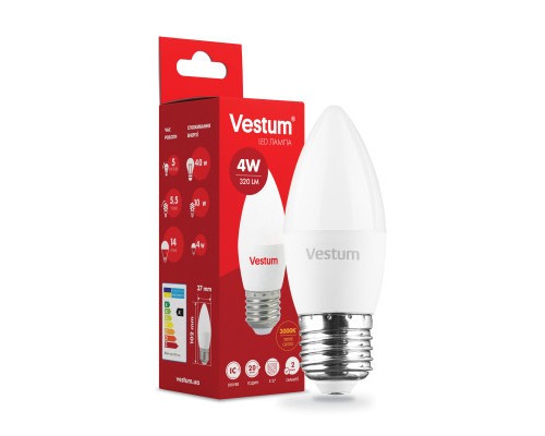 Лампочка Vestum C37 4W 3000K 220V E27 (1-VS-1306)