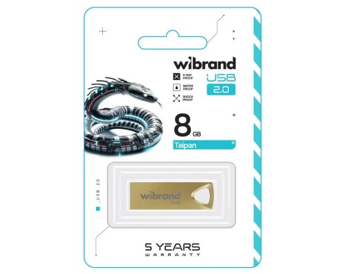 USB флеш накопичувач Wibrand 8GB Taipan Gold USB 2.0 (WI2.0/TA8U2G) 