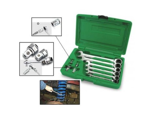 Ключ Toptul комбінований з тріскачкою 10шт. 8-19мм + перехідники (GAAI1004)