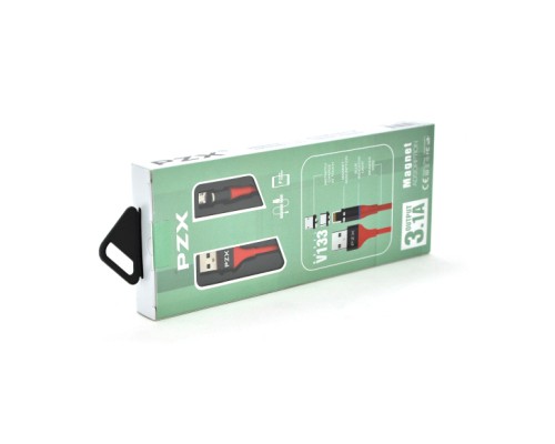 Дата кабель USB 2.0 AM to Micro 5P 1.0m magnetic 3.1A red PZX (V133-R-MC)
