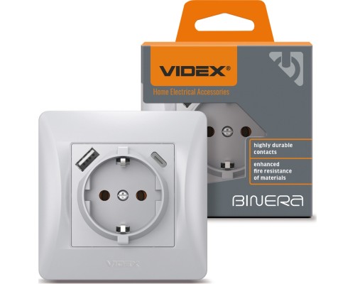 Розетка Videx VF-BNSK1GUC-SS