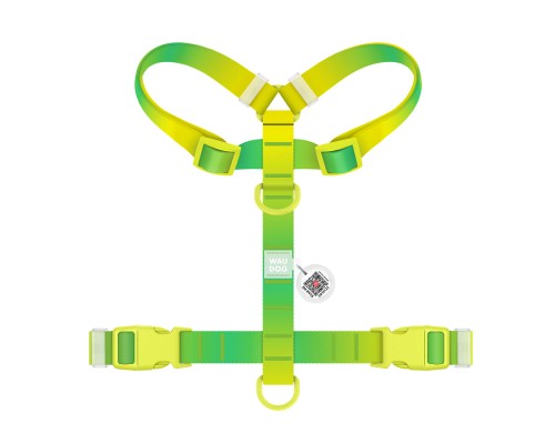 Шлея для собак WAUDOG Nylon Recycled анатомічна H-подібна з QR-паспортом, пластиковий фастекс, XL салатова (47545)