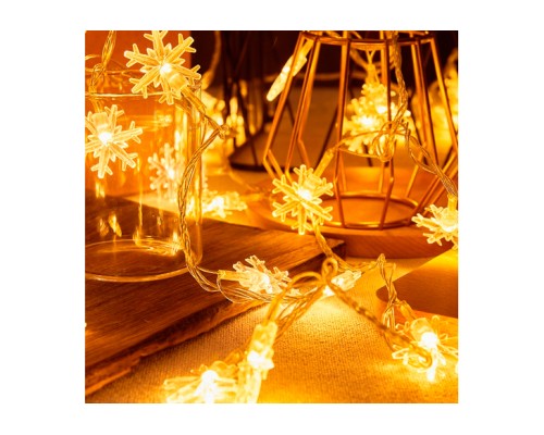 Гірлянда Voltronic Сніжинки White, 40 шт, 6 м.прозора USB (GarlSnow-6mWhUSB)