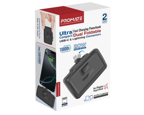 Батарея універсальна Promate 10000mAh PD/20W (powerup-10duo.black)